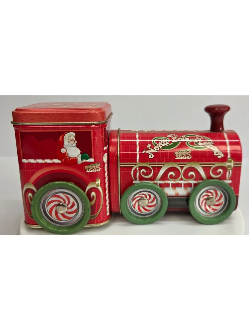 North Pole Railways 1225 Christmas Train Tin Holiday Express Metal LocomotiveVTG